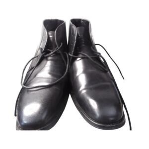 Faranzi Boots Men's 11 Black Faux Leather Lace Up Ankle Shoes